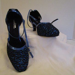 1 Pair of Blue Glitter Shoes Size 9